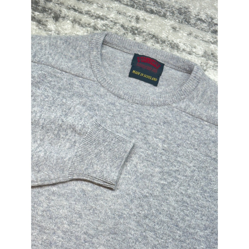 O'Connell's Sweater Mens 46 Gray Lambswool Crew‎ Neck Made in Scotland